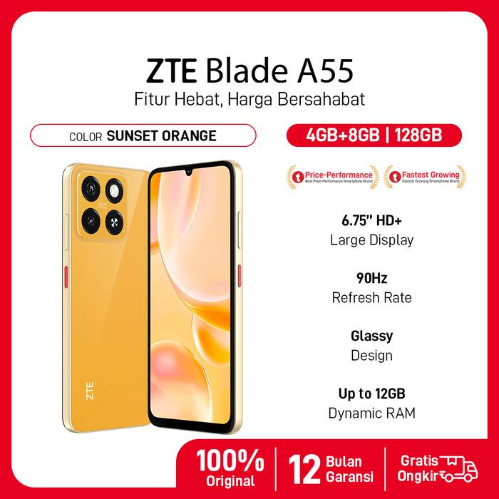 Gambar ZTE Blade A55 RAM 4GB+ ROM 128GB 6.75'' HD 5000mAh Garansi Resmi Android - Sunset Orange dari nubia Indonesia undefined Tokopedia