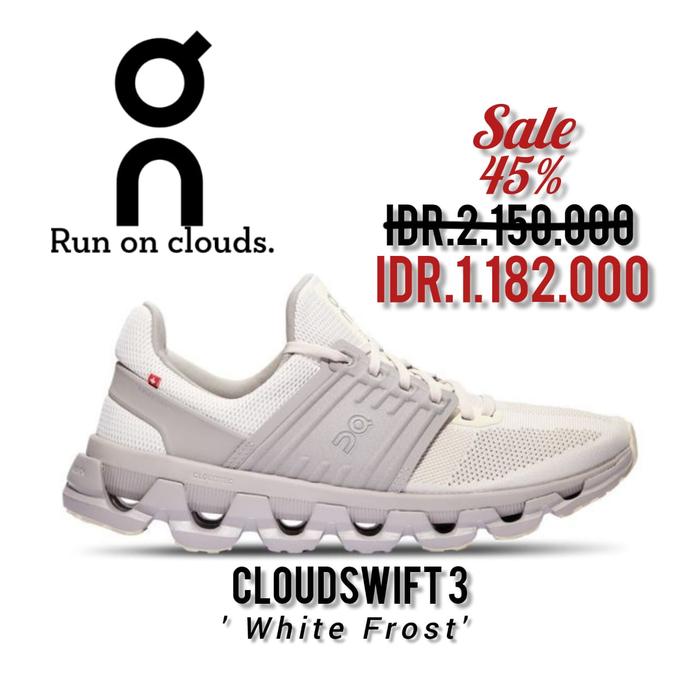 Promo SEPATU ON-CLOUDSWIFT WHITE FROST BNWB ORIGINAL 37 Kota