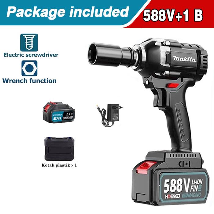 Gambar MAKITA Impact Wrench Mesin Bor Cordless Pembuka Baut Baterai 1090V/588V - 588V Hitam 1B dari Tool House Store undefined Tokopedia