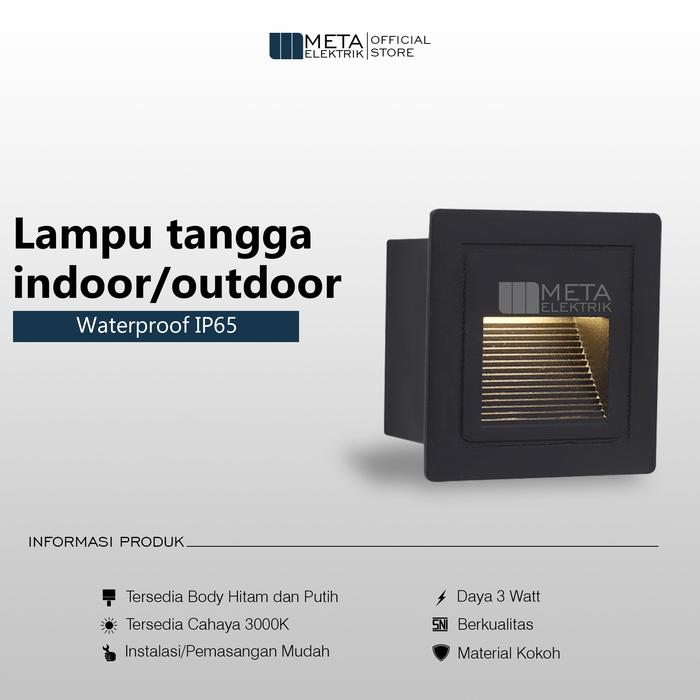 Gambar Lampu tangga LED outdoor 3 watt lampu dinding tangga minimalis - Hitam dari Meta Elektrik undefined Tokopedia
