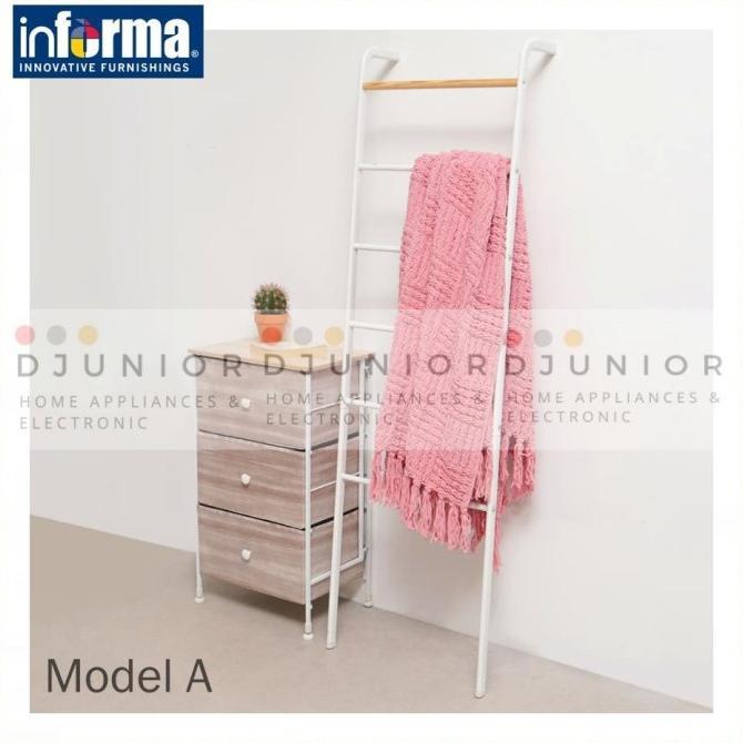 Gambar Laku Shop- JEMURAN GANTUNGAN HANDUK BAJU JILBAB HIJAB / RAK TANGGA MUKENA / LEAN TOWEL STAND - Model A dari Shopku Laku1 undefined Tokopedia