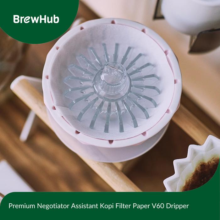 Gambar Premium Negotiator Assistant Kopi Filter Paper V60 Flat Bottom Dripper - Putih Matte dari Brewhub Indonesia undefined Tokopedia