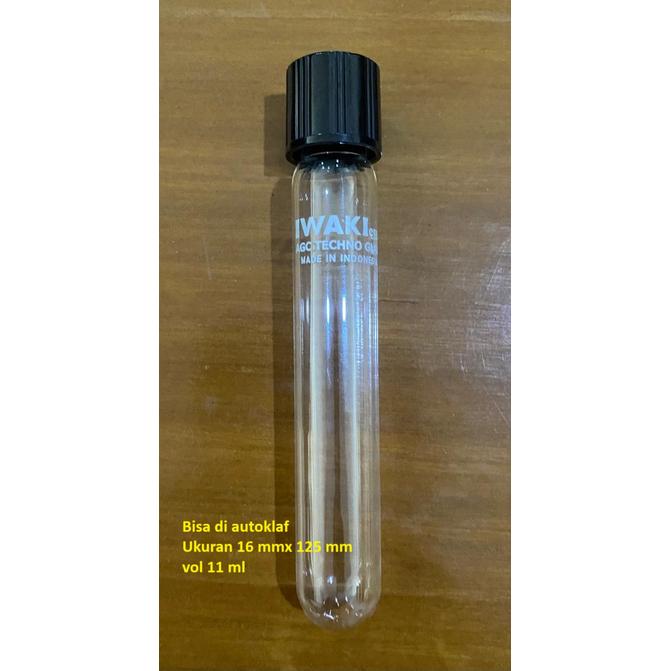 Gambar Tabung reaksi / test tube pyrex iwaki tutup ulir 16x100 - HITAM  dari Phoenix888 undefined Tokopedia