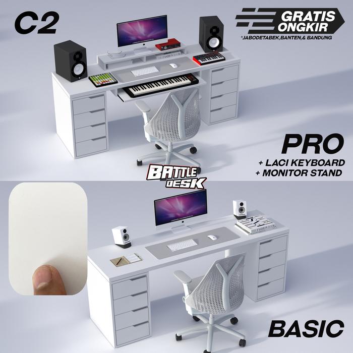 Gambar C2 -Meja 200x60 Komputer Kantor Kerja Office Gaming Studio Battledesk - SOLID COLOR, BASIC dari Battledesk undefined Tokopedia