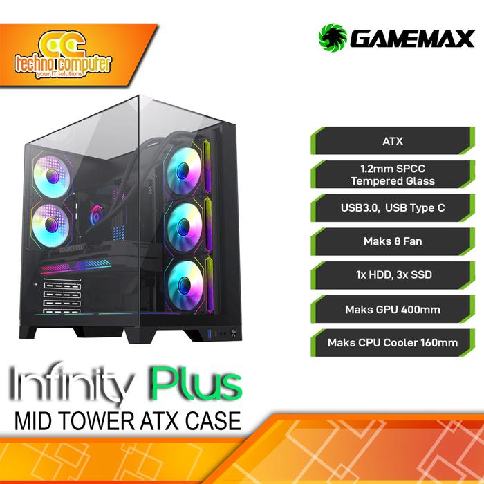 Gambar CASING GAMEMAX INFINITY PLUS - Mid Tower ATX Case Tempered Glass - Hitam dari Techno Computer Bali undefined Tokopedia