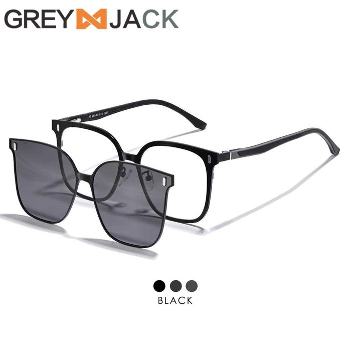 Gambar Grey Jack Kacamata Clip On 2in1 Model Kotak Bahan Metal Fashion Pria Wanita Free Lens Polarized Anti Silau Keren Bisa Minus 7021 - FULL BLACK, CLIP ON Normal dari Grey Jack Eyewear Kota Administrasi Jakarta Barat Tokopedia