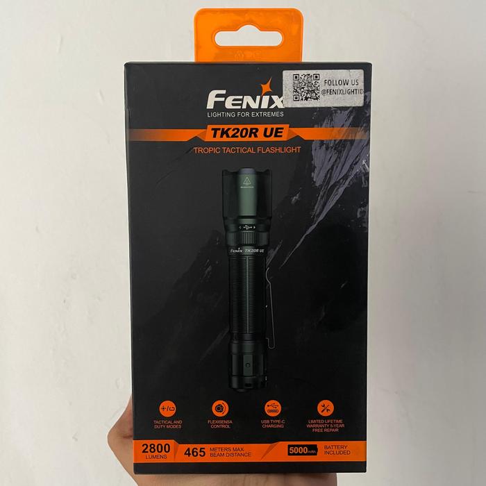 Lampe Torche Tactique Fenix TK20R UE 2800 Lumens - Rechargeable USB-C - IP68 - Portée 465 M - Verte