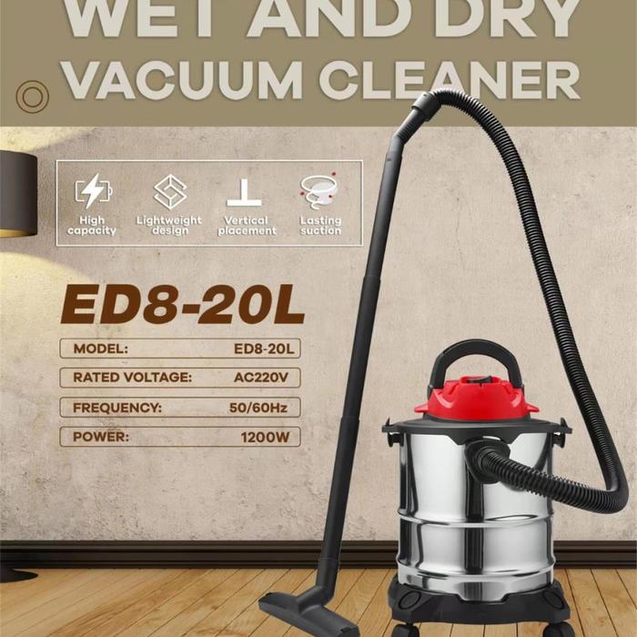 Gambar EDON Vacuum Cleaner Wet & Dry 12 liter 20 Liter Penyedot Debu Basah & Kering Full Stainless Tank Air Listrik - 20L dari TOKO BESI TIMUR JAYA. undefined Tokopedia