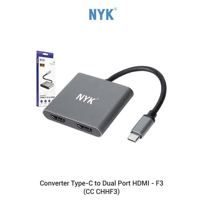Jual NYK F3 Converter Type C to Port HDMI Adapter USB C to Dual