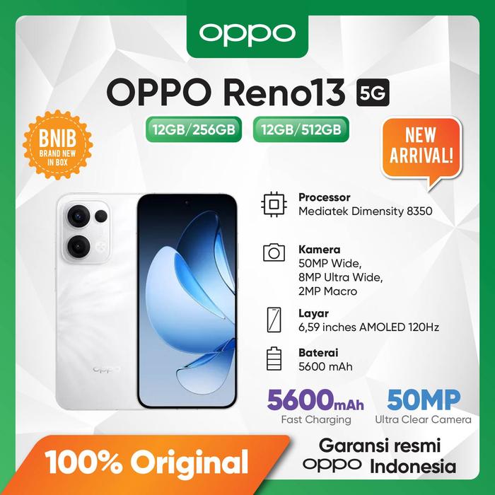 Gambar Oppo Reno 13 5G (12/256GB) - Garansi Resmi Oppo Indonesia - Plume White dari Oppo Store Mall Central Park undefined Tokopedia