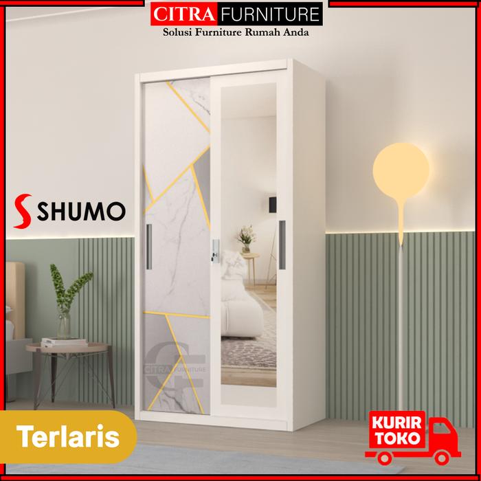 Gambar Lemari Pakaian Besi 2 Pintu Sliding |LP Baju Sleding Kaca 201 D - MOTIF-G, TANPA RAKIT dari Citra furniture undefined Tokopedia