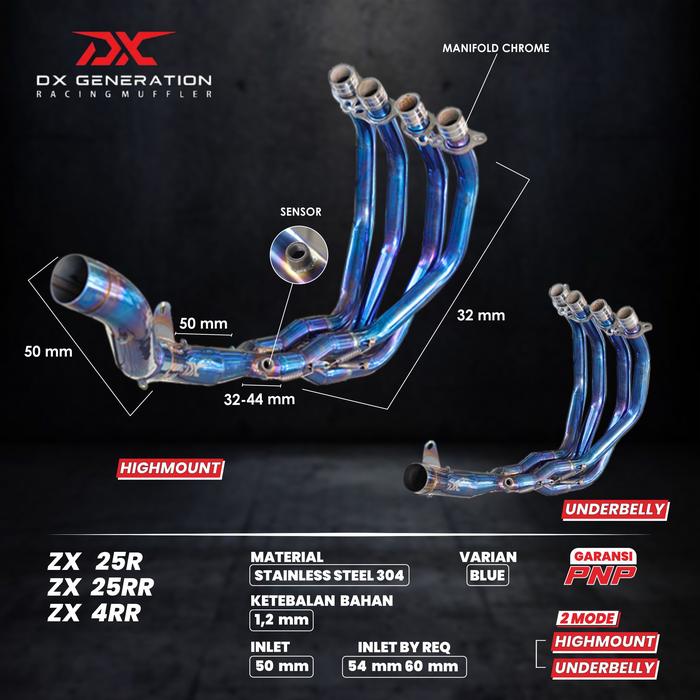 Gambar Knalpot Pro Race ZX25R DX Generation Racing - blue dari Dxgenerationracing undefined Tokopedia