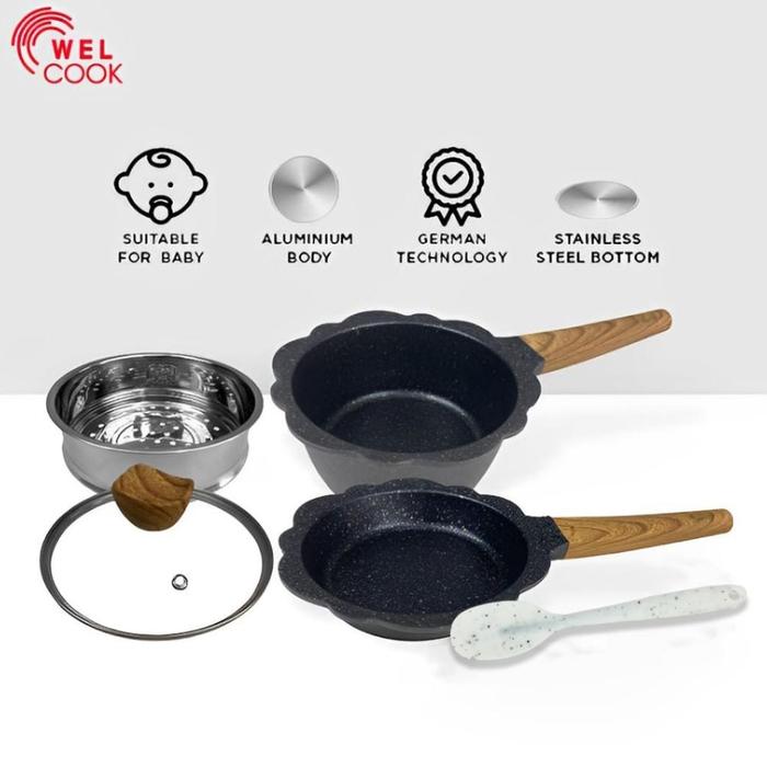Gambar READY BARU WELCOOK Panci Set MPASI Bayi 5 Pcs Free Sutil Bayi - black dari CV SATRIA NUSA undefined Tokopedia