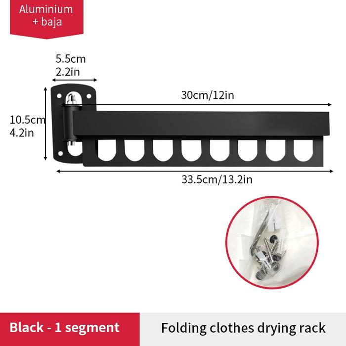 Gambar Jemuran Dinding Baju Lipat Bahan Tebal Dan kuat Alumunium Chrome Baja - Hitam 1 Step dari Toko Pratama Karya undefined Tokopedia