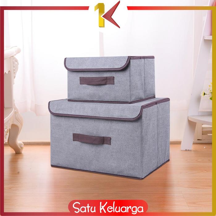 Gambar SK-C484 Storage Box 2in1 / Tempat Penyimpanan Serbaguna / Box Organize - ABU - 2IN1 dari Satukeluarga undefined Tokopedia