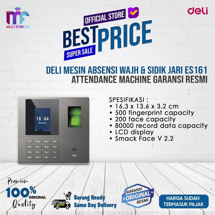 Gambar Deli Mesin Absensi Wajah & Sidik  Jari ES161 Attendance Machine Garansi Resmi fingerprint dari Multifungsi ID undefined Tokopedia