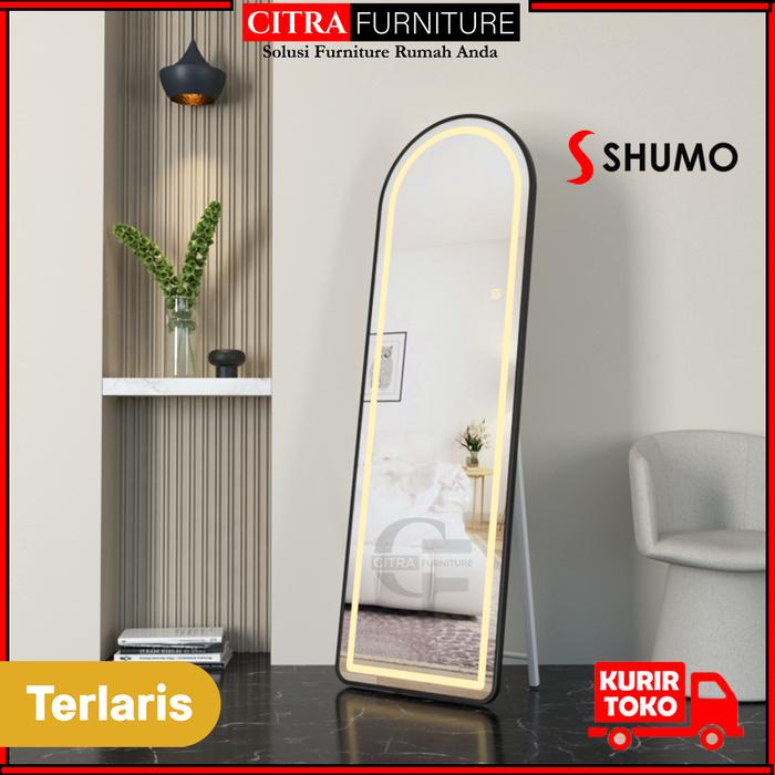 Gambar SHUMO Standing Mirror Led Oval Carolina Series | Kaca Cermin Full Body - BLACK dari Citra furniture undefined Tokopedia