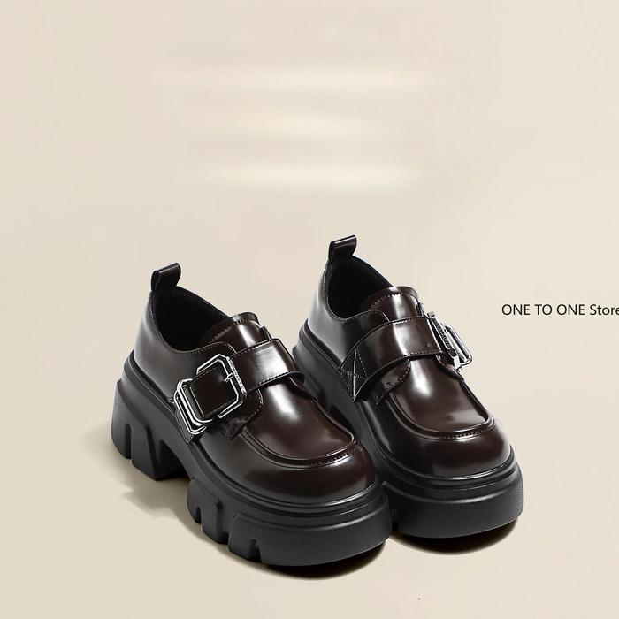 Jual High Heels Loafers Women 2024 Spring British College Style