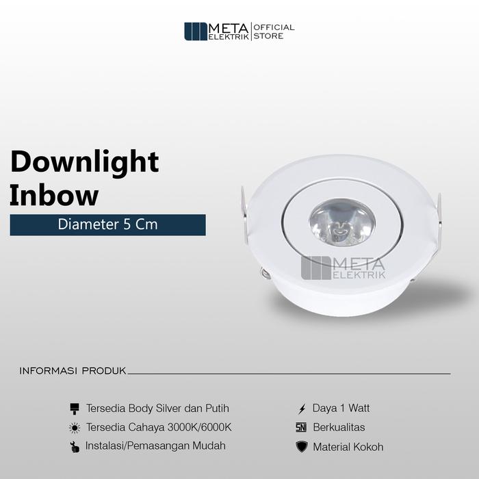 Gambar Lampu lemari led downlight mini 1 Watt 1 Mata Lampu panel downlight 1w - Putih, WarmWhite dari Meta Elektrik undefined Tokopedia