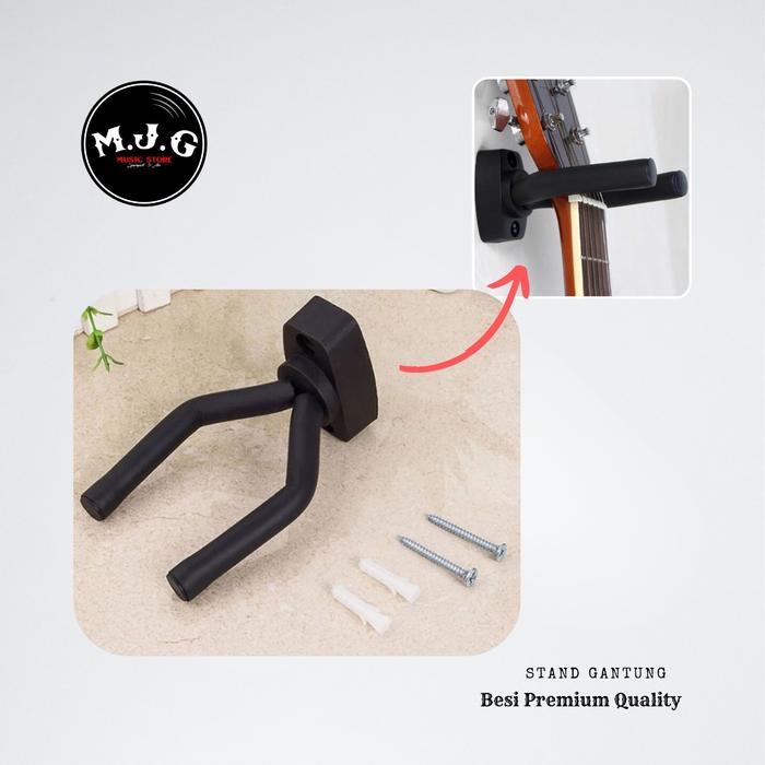 Gambar Hanger stand gantung gitar OR bass elektrik akustik dinding wall hook kuat kokoh premium quality - 2 pusher dari Maju Jaya Gallery Music undefined Tokopedia