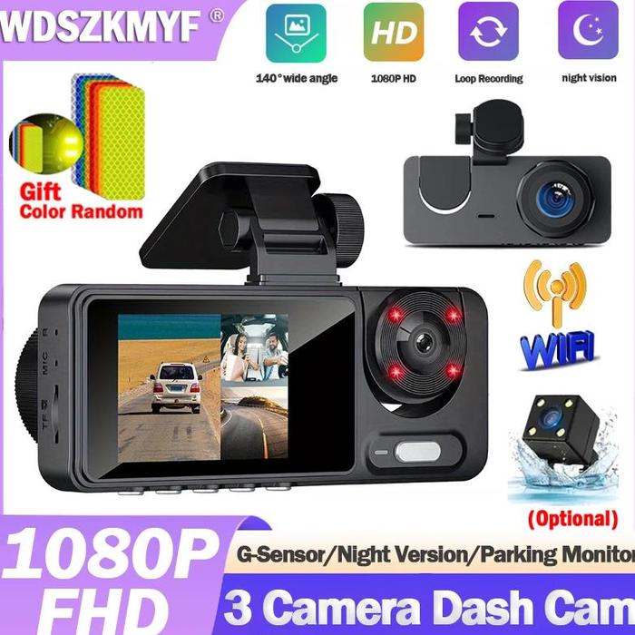 Jual Murah 3Channel 1080P Dash Cam Car Video Recorder Wifi App