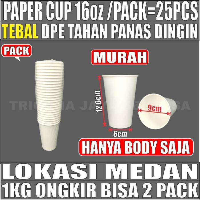 Gambar Paper Cup 8oz Hot 4oz 12oz 16oz 22oz Hot n Cold Pack Gelas Krtas Medan - Papercup 16oz dari trigunajayamedan undefined Tokopedia