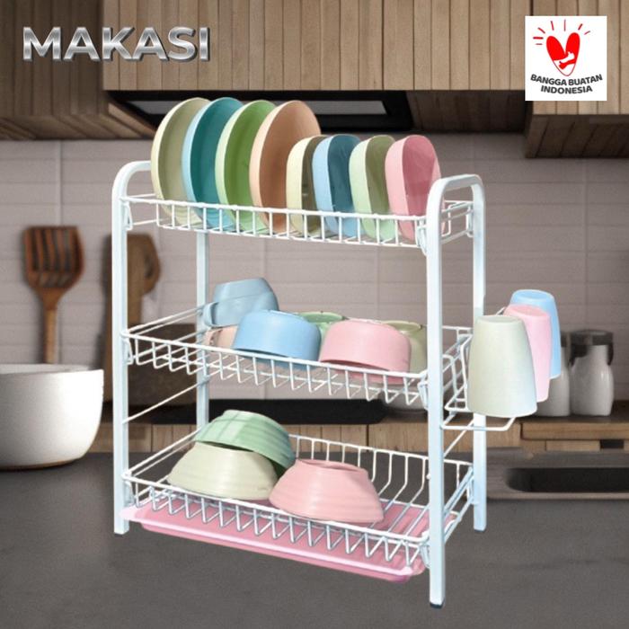 Gambar Rak Piring Samarinda Susun 3 Knock Down Bongkar Pasang Anti Karat dari MAKASI HOUSEWARE undefined Tokopedia