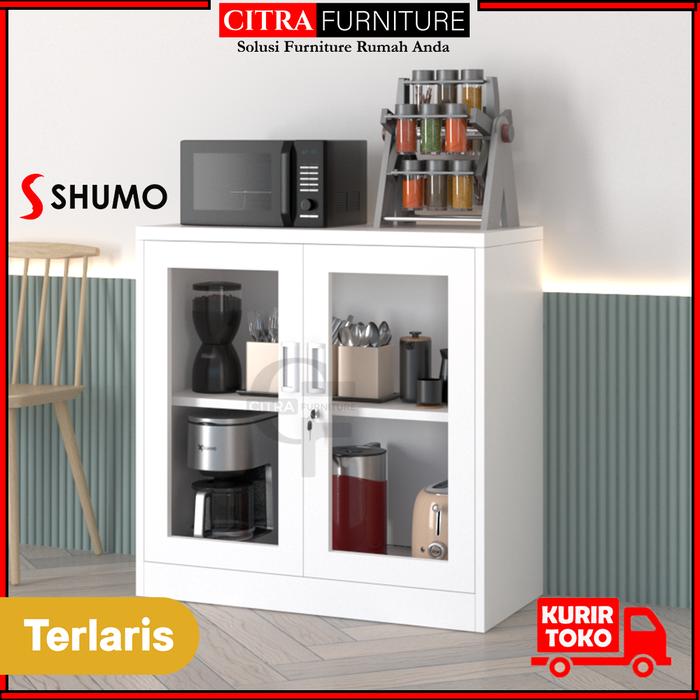 Gambar SHUMO Lemari Dapur Besi Serba Guna Pendek | Rak Piring Minimalis Osaka Series - WHITE SERIES, DIRAKIT dari Citra furniture undefined Tokopedia