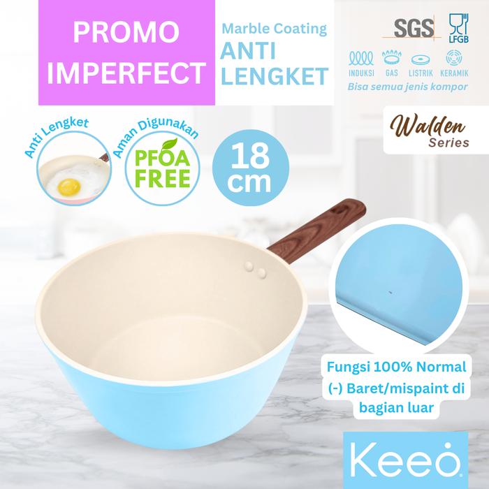 Gambar [IMPERFECT] Keeo Wajan Penggorengan dan Panci Anti Lengket Marble Granit - P18 Biru Luka dari Keeo Home undefined Tokopedia