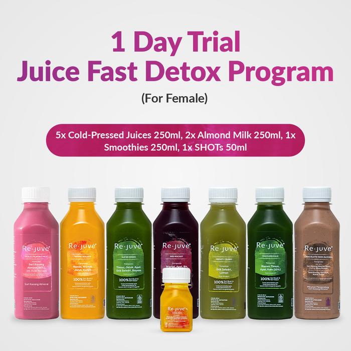 Gambar Rejuve Paket Detox Trial 1 Hari (Juice Fast Program - Perempuan) dari Rejuve True Cold Pressed undefined Tokopedia