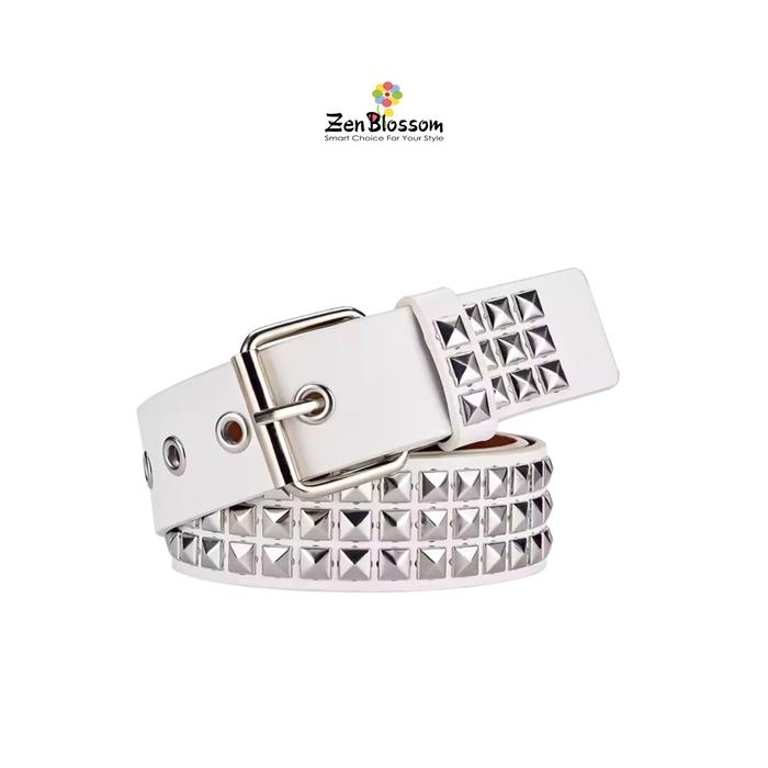 Gambar ZenBlossom Ikat Pinggang Kulit Punk Skena Metal Stud Spike Persegi - Putih dari ZenBlossom undefined Tokopedia