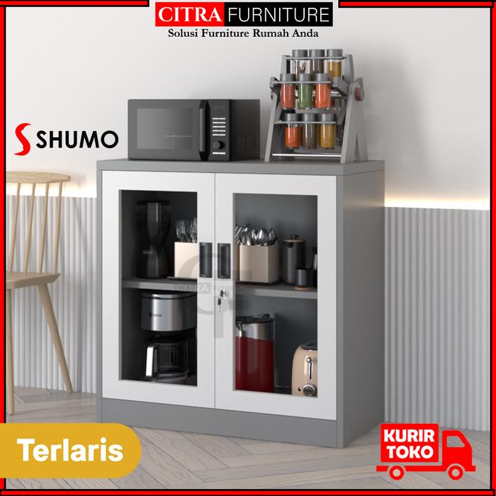 Gambar SHUMO Lemari Dapur Besi Serba Guna Pendek | Rak Piring Minimalis Osaka Series - GREY, DIRAKIT dari Citra furniture undefined Tokopedia