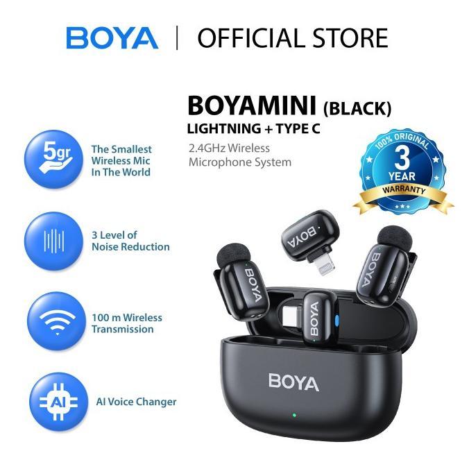 Gambar BOYA mini Mikrofon Klip Nirkabel 2.4GHz Ultra-Mini Wireless Microphone dengan Fitur AI Pengubah Suara Port Lightning & USB Tipe C Kompatibel dengan Ponsel Pintar Siaran Langsung Vlog - Black(IOS+USBC) dari sagalegemogon shoeps undefined Tokopedia