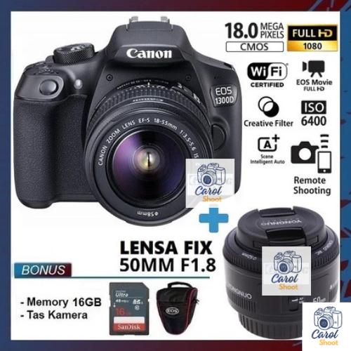 Gambar [TERLARIS] KAMERA CANON EOS 1300D + LENSA KIT 18-55MM IS & Lensa Fix 50mm - GARANSI 2 TAHUN - CAMERA DSLR - Paket Youngnuo dari Carol Shoot undefined 5 Tokopedia