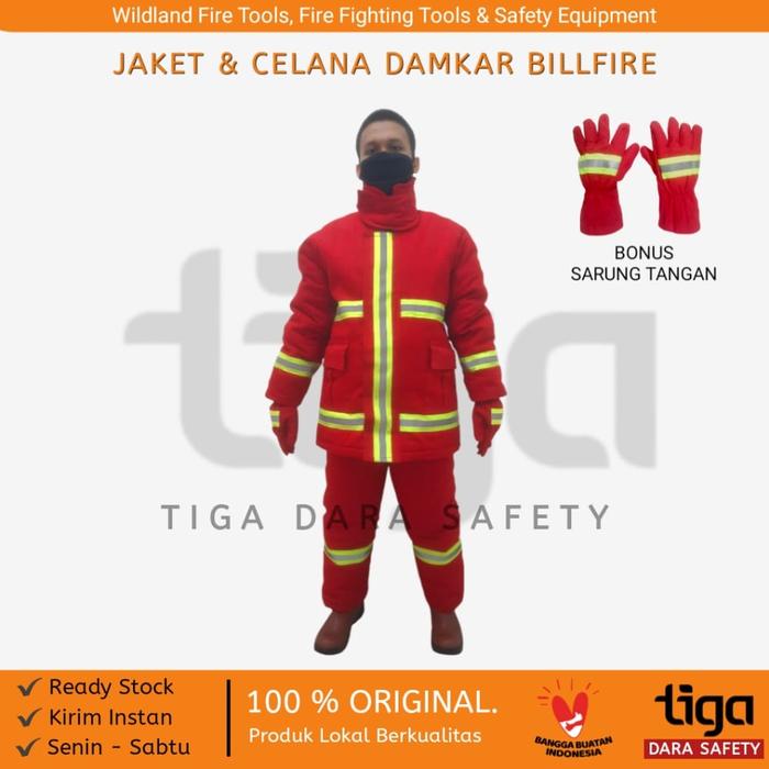 Gambar Jaket Pemadam Kebakaran Billfire Plus Sarung Tangan - Merah dari Tigadara Safety Indo undefined Tokopedia