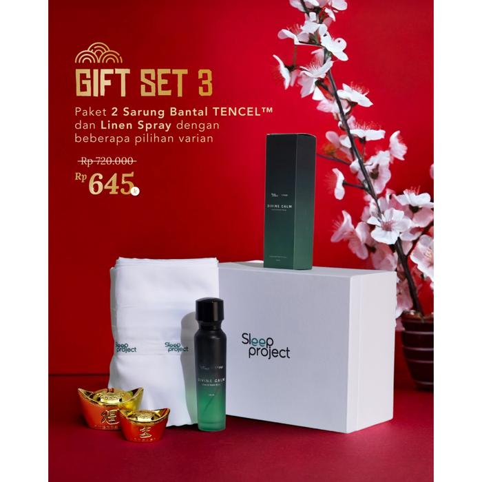 Gambar SLEEP PROJECT Gift Hampers Premium Set 3 (Sarung Bantal Premium TENCEL + Linen Spray) dari Sleep Project undefined Tokopedia