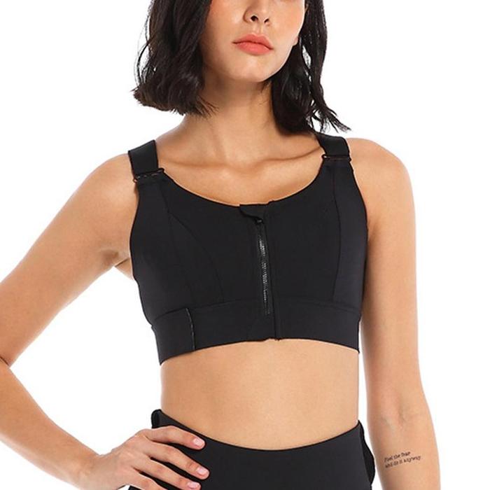 Gambar Sport Bra High Impact Model Push Up Bra Sport Wanita Kancing Depan Bra Resleting Depan Adjustable Sport Bras Chest Binder - Hitam, M dari CV KANEON undefined Tokopedia