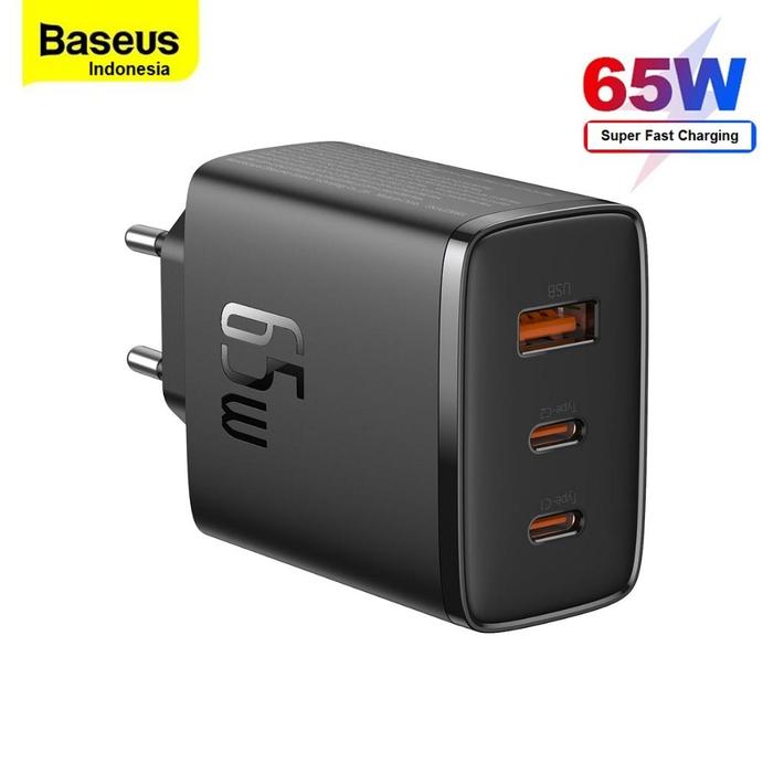 Gambar NEW Baseus Adaptor Charger Cube Pro 65W 2 Type C 2 USB 3 in 1 Super Fast Charging Kepala Adapter Casan Ori Original Quick Charge PD 65 Watt Lobang Power Delivery Gan5 Gan 5 - Hitam dari Anita Aksesories undefined Tokopedia