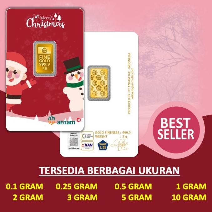 Gambar spesial harga Emas x Antam 0.25 gram 0,25 gr Kado Natal Merry Christmas BERKUALITAS - Happy Santa, 1 gr dari gold&#39;logam undefined Tokopedia