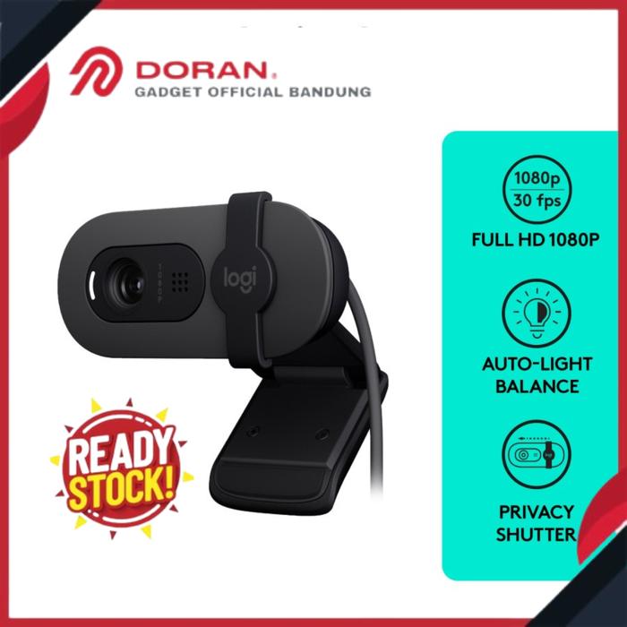 Gambar Logitech Webcam Brio 100 Full HD Shutter Privacy & Built-in Microphone - Garansi Resmi - Black dari Doran Gadget Authorized undefined Tokopedia
