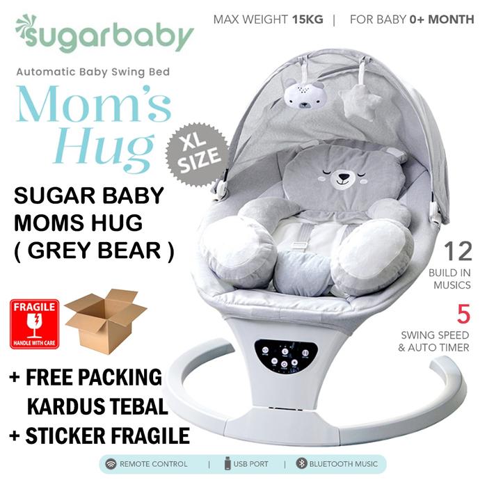 Gambar Sugar Baby Moms Hug Automatic Baby Swing Bed Ayunan Bayi - Moms Grey Bear dari WINNER BABY SHOP undefined Tokopedia