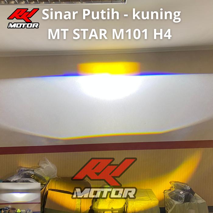 Gambar LAMPU UTAMA MT STAR M101 SOCKET H4 MINI PROJECTOR 12V-60V DUAL LENS CUT OFF PNP BLUE LENS - Putih-Kuning dari RK MOTOR CILEDUG undefined Tokopedia