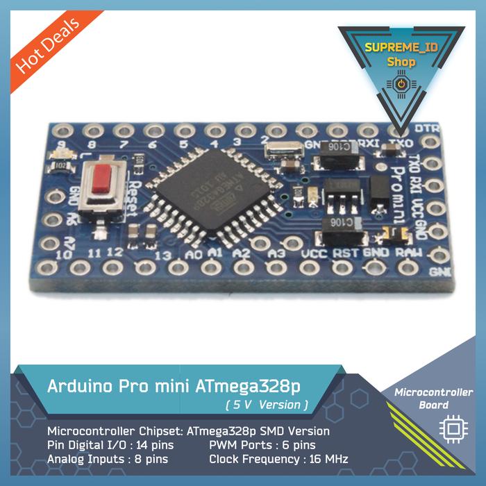 Gambar Arduino Pro mini ATmega328 16 Mhz Microcontroller Dev Board - 5V Clone dari Supreme ID undefined Tokopedia