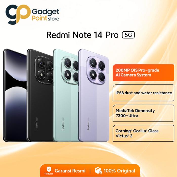 Promo Xiaomi Redmi Note 14 Pro 5G 200MP Pro AI Camera OIS