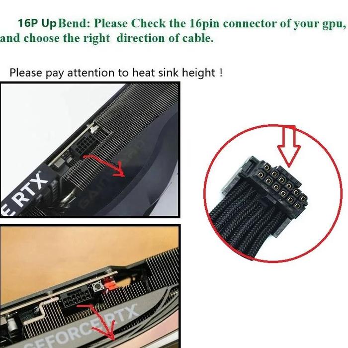 Gambar 3 * 8 Pin Modular to 12+4 Pin 16 Pin GPU Cable 90 Degree 12VHPWR Connector Cable Compatible for Corsair Power Supply - Black UP Bend, 50cm dari tokoobroh undefined Tokopedia