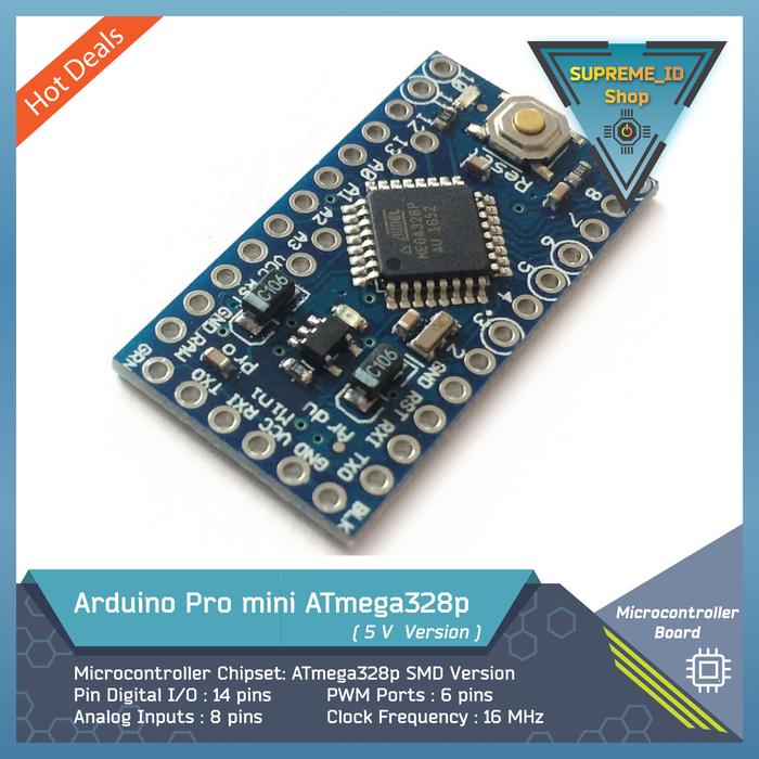 Gambar Arduino Pro mini ATmega328 16 Mhz Microcontroller Dev Board - 5V OEM dari Supreme ID undefined Tokopedia