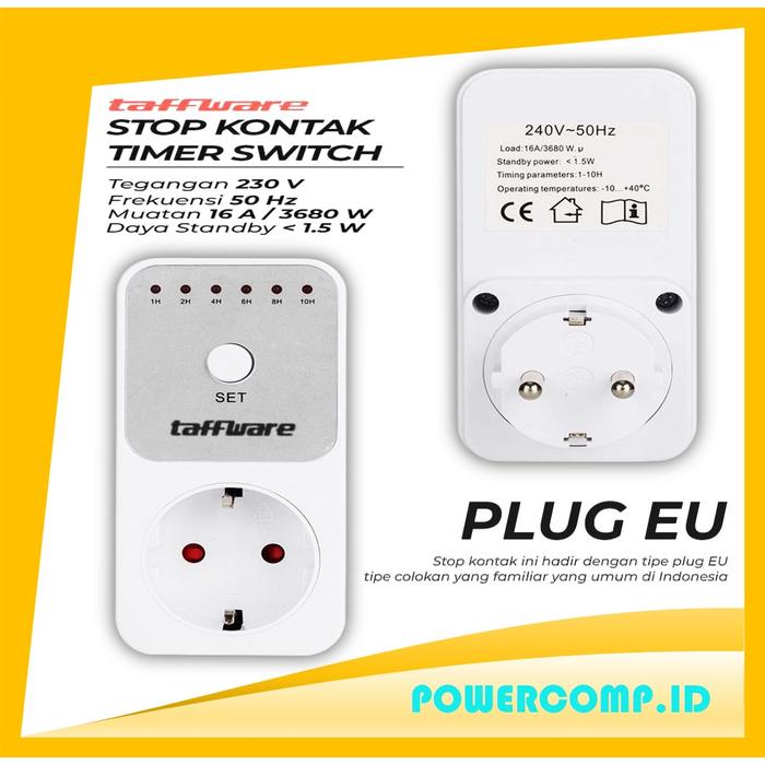 Gambar Stop Kontak Timer! Taffware KWE-TM02-EU Stop Kontak Programmable Timer Switch 16 Program 230V/16A - Stop Kontak Timer Manual! - W03 dari PowerComp.ID undefined Tokopedia