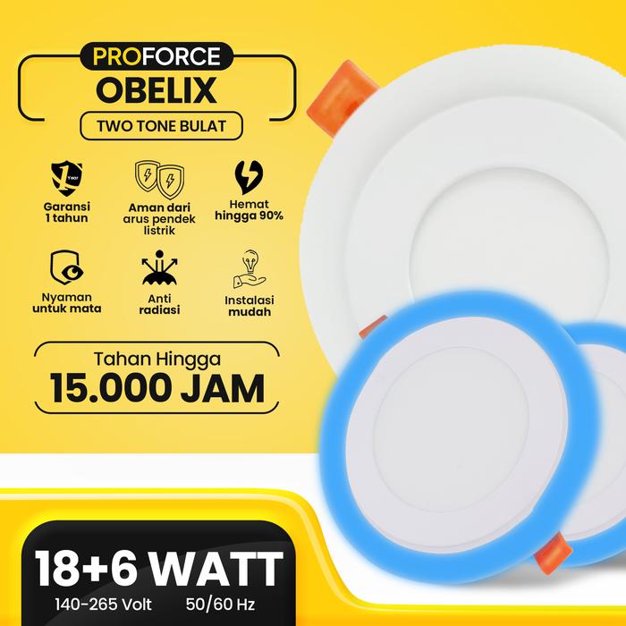 Gambar Lampu Panel Downlight Led 2 Warna Bulat Proforce Obelix Two Tone - 18 + 6 Watt dari Proforce Indonesia undefined Tokopedia