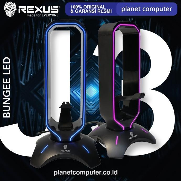 Jual Terlaris Rexus Bungee J3 RGB Headset Stand with USB Hub Hapy