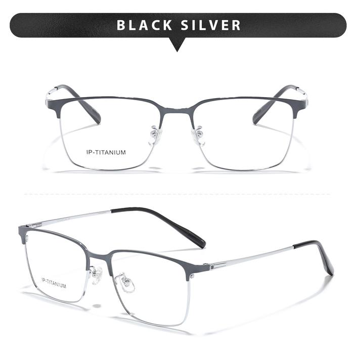 Gambar Grey Jack Kacamata Frame Model Kotak Titanium Model Kotak Ringan Kokoh Fashion Pria Wanita Bisa Minus 98610 - BLACK SILVER, FRAME SAJA dari Grey Jack Eyewear undefined Tokopedia